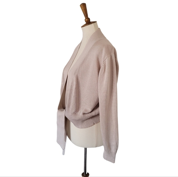 Vintage FIA Italia Taupe Handloomed Cropped Tie Waist Cardigan - Picture 4 of 6